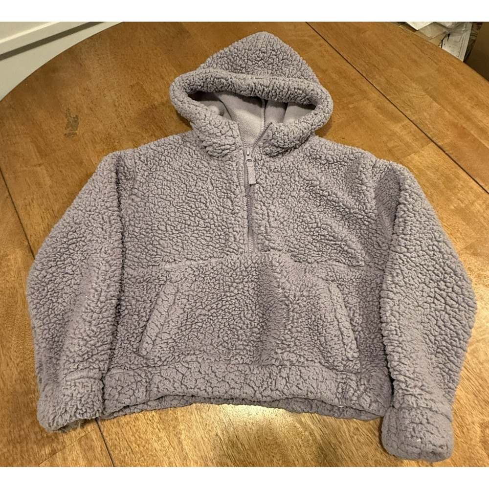 Mondetta Girls Sherpa Hoodie Fleece Lavender Purple 1/4 Zip- Size Small (7/8)